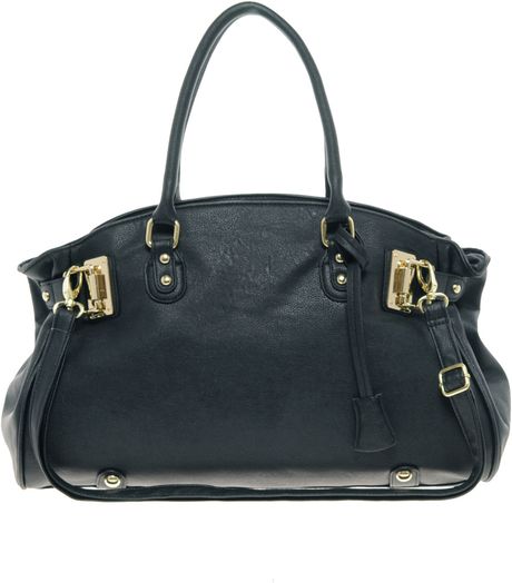 Asos Metal Plate Strap Bag in Black - Lyst