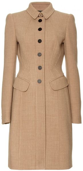 Burberry Prorsum Woolcrepe Coat in Beige (black) - Lyst