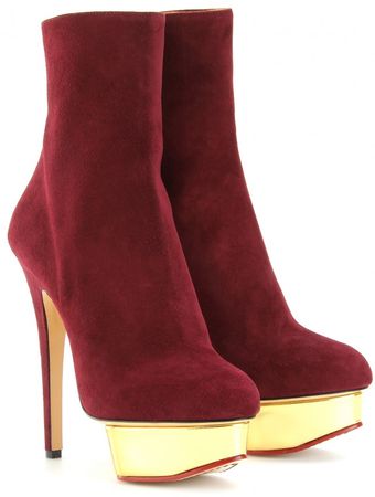 Charlotte Olympia Lucinda Suede Platform Ankle Boots - Lyst