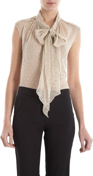 Derek Lam Scarf Neck Georgette Blouse - Lyst