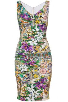 Dolce & Gabbana Printed Silk Dress - Lyst