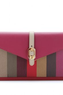 Fendi Fabric Trimmed Striped Leather Clutch - Lyst