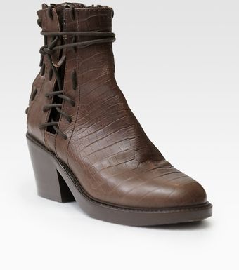 Haider Ackermann Crocodileprint Leather Laceup Ankle Boots - Lyst