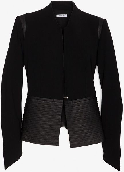 Helmut Lang Pleated Leather Combo Jacket in Black - Lyst