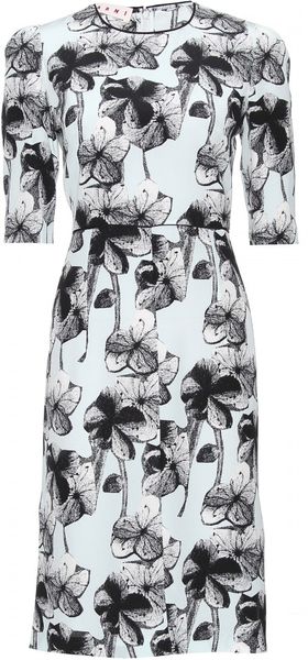 Marni Floral Print Silk Crepe Dress - Lyst