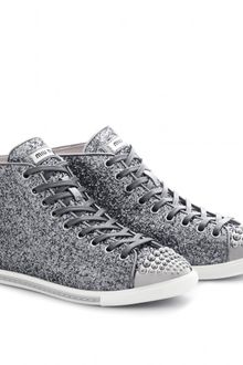 Miu Miu Glitter Hightop Sneakers - Lyst