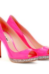 Miu Miu Glitter Platform Peep Toes