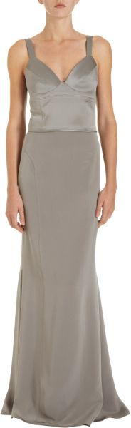 Narciso Rodriguez Top Stitched Bodice Gown in Gray (silver) - Lyst