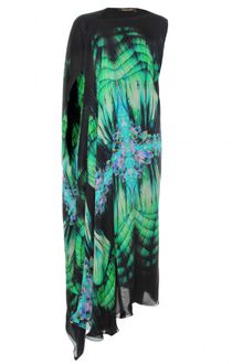 Roberto Cavalli Digitally Printed Silk Gown - Lyst