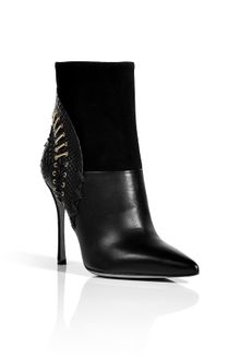 Sergio Rossi Black Leather and Suede Booties - Lyst