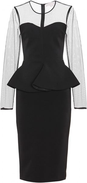 Stella Mccartney Peplum Dress with Transparent Yoke in Black - Lyst