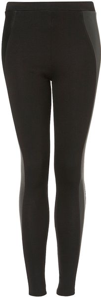 Topshop Contoured Pu Panelled Treggings - Lyst