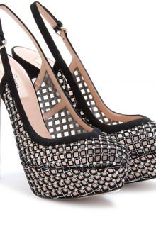 Valentino Carol Crystal Embellished Suede and Mesh Slingbacks - Lyst