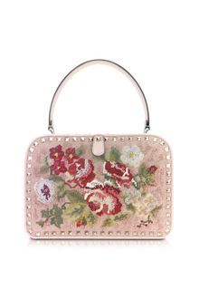 Valentino Rockstud Embroidered Frame Handbag - Lyst