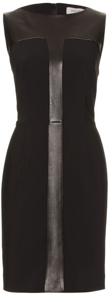 Yves Saint Laurent Wool and Leather Detailed Dress - Lyst