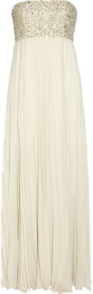 Alice + Olivia Embellished Pleated Silk chiffon Gown - Lyst