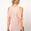 Asos Collection Asos Cut and Sew Open Shoulder Top in Pink (orange) - Lyst