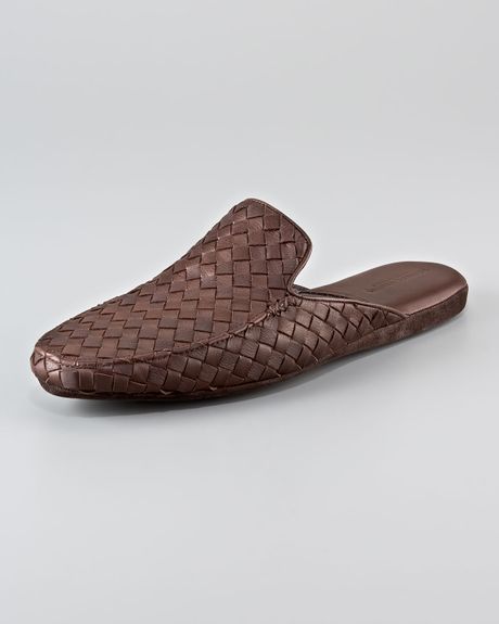 Bottega Veneta Woven Leather Slipper in Brown for Men | Lyst