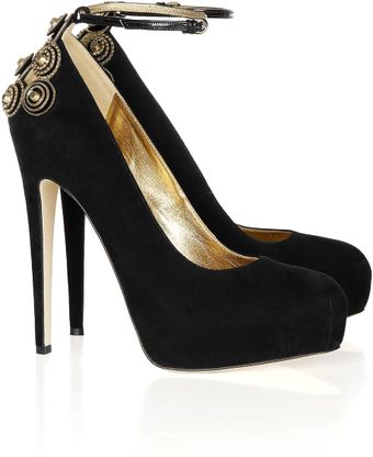 Brian Atwood Zenith Chain and Studembellished Suede Pumps - Lyst