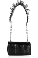 Christian Louboutin Artemis Spiked Water Snake and Leather Shoulder Bag