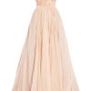 Elie Saab Cap Slv Embd Top Asym Broach in Beige - Lyst