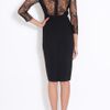 Elie Saab Lace Sleeve Dress in Black (gold) - Lyst
