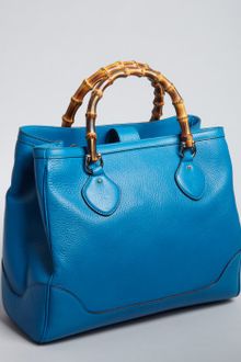 Gucci Cerulean Leather Diana Bamboo Handle Tote - Lyst