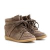Isabel Marant Bobby Wedge Suede Sneakers in Brown (taupe) - Lyst