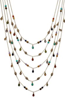Lauren by Ralph Lauren 14k Gold Plated Multibead Fiverow Necklace - Lyst