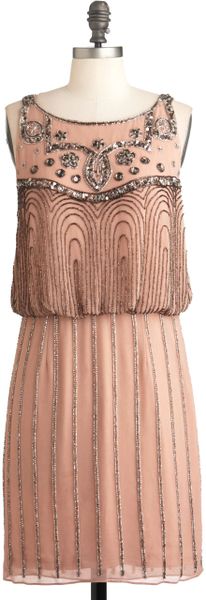 Modcloth A Friend in Beads Dress in Beige (silver) - Lyst
