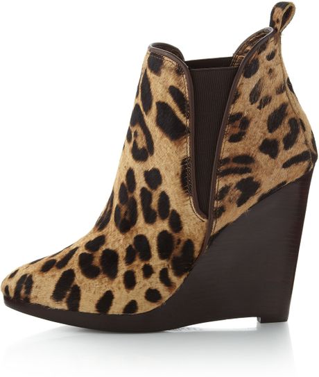 Pelle Moda Nell Leopard Print Wedge Boot in Animal (coffee) | Lyst
