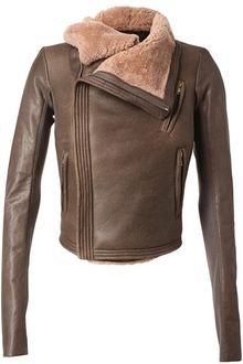 Rick Owens Shearling and Leather Biker Jacket - Lyst