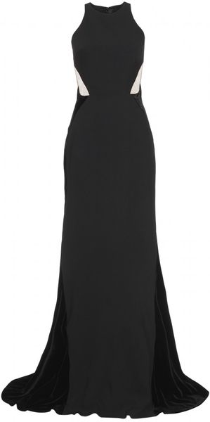 Stella McCartney Crepe and Velvet Trimmed Gown with Belt - Lyst