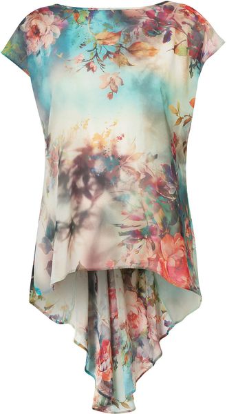 Topshop Floral Print Fishtail Top - Lyst