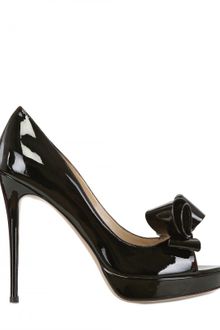 Valentino 120mm Patent Bow Open Toe Pumps - Lyst