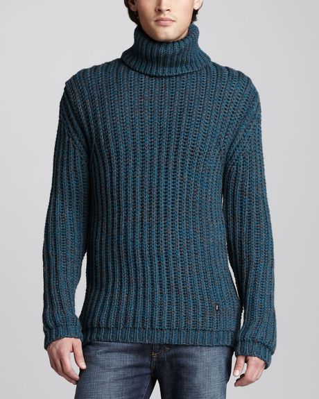 Versace Chunky Turtleneck Sweater in Green for Men (teal) - Lyst