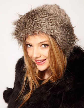 Asos Faux Fur and Knit Cossack Hat - Lyst