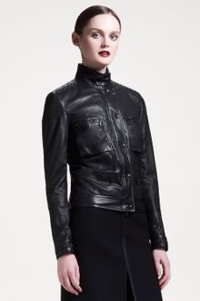 Bottega Veneta Chain Trim Leather Jacket - Lyst