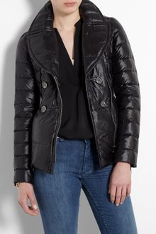 Burberry Brit Leather Trim Quilted Pea Coat - Lyst