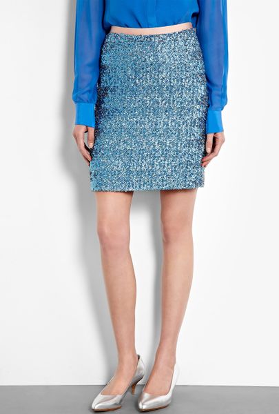By Malene Birger Ocean Blue Soave Sequin Skirt in Blue (ocean) - Lyst