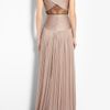 Catherine Deane Beige Mercury Long Pleated Tulle and Lace Gown in Beige - Lyst