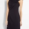 Helmut Lang Draped Suede Back Wool Dress in Black - Lyst
