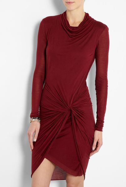 Helmut Lang Slack Jersey Twist Waist Dress in Red (burgundy) - Lyst