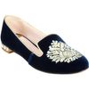 Miu Miu Velvet Embroidered Slipon in Blue (gold) - Lyst