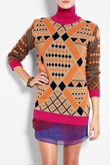 Mw Matthew Williamson Roll Neck Cashmere Intarsia Knit - Lyst