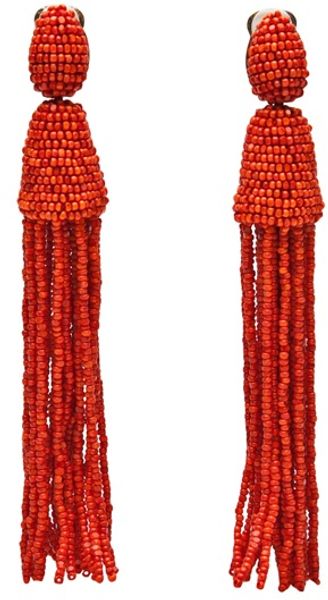 Oscar de la Renta Head Beaded Tassel Earrings - Lyst