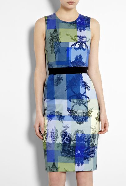 Preen Willow Multicoloured Stretch Cotton Pencil Dress in Blue (multicoloured) - Lyst