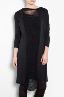 Raquel Allegra Midnight Black Side Shred Jersey T-shirt Dress - Lyst