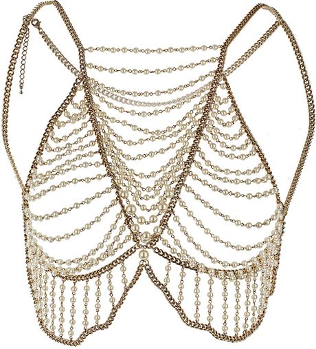 Topshop Pearl Mega Bra Body Cover in Gold (cream) - Lyst