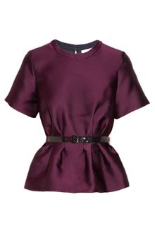 3.1 Phillip Lim Belted Satin Twill Peplum Top - Lyst